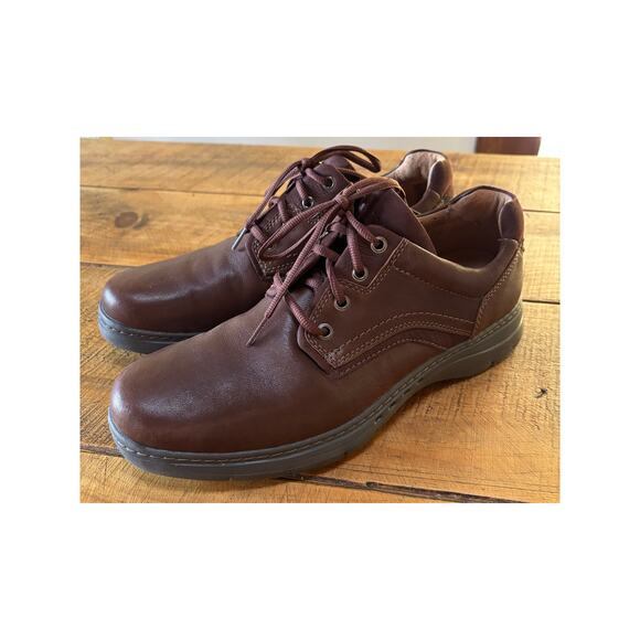 Mens Clarks Un Brawley Lace Oxford Shoes Brown Mahogany Leather 12M - Picture 11 of 13